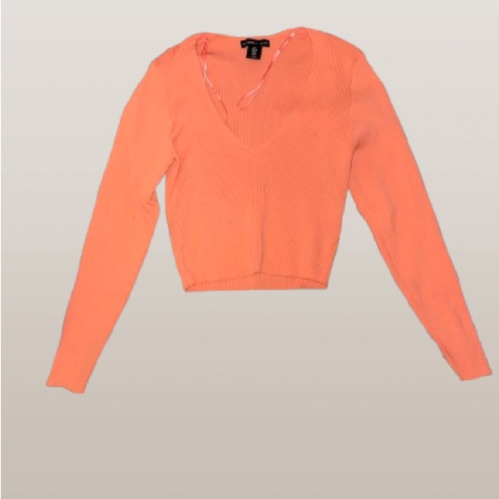 Sincerely Jules Orange V-Neck Long Sleeve Crop Top - $8